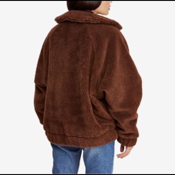 Dark Brown Teddy Coat Jacket - Picture 5 of 6